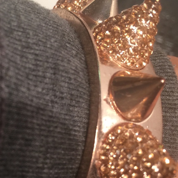 Rose Goldtone & Crystals Studded Cuff Bracelet - Picture 5 of 8